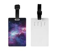 2Pack Luggage Tags for Suitcases Purple&Blue Galaxy Travel Bag Tag with Privacy Cover ID Label Address Card Name ID Tag for Handbags Backpack Travel Baggage Tag