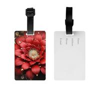 2Pack Luggage Tags for Suitcases Red Gold Flower Travel Bag Tag with Privacy Cover ID Label Address Card Name ID Tag for Handbags Backpack Travel Baggage Tag