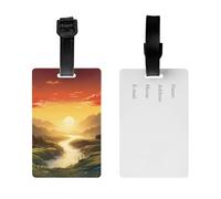 2Pack Luggage Tags for Suitcases Rising Sun Travel Bag Tag with Privacy Cover ID Label Address Card Name ID Tag for Handbags Backpack Travel Baggage Tag