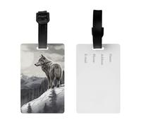 2Pack Luggage Tags for Suitcases Snow Mountain Lone Wolf Travel Bag Tag with Privacy Cover ID Label Address Card Name ID Tag for Handbags Backpack Travel Baggage Tag