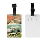 2Pack Luggage Tags for Suitcases Spring Retro Car Travel Bag Tag with Privacy Cover ID Label Address Card Name ID Tag for Handbags Backpack Travel Baggage Tag