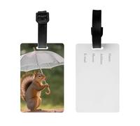 2Pack Luggage Tags for Suitcases Squirrel Hold A Umbrellas Travel Bag Tag with Privacy Cover ID Label Address Card Name ID Tag for Handbags Backpack Travel Baggage Tag