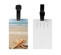 2Pack Luggage Tags for Suitcases Starfish Shell and Beach Travel Bag Tag with Privacy Cover ID Label Address Card Name ID Tag for Handbags Backpack Travel Baggage Tag