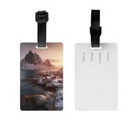 2Pack Luggage Tags for Suitcases Sunrise Over Hamnoy Travel Bag Tag with Privacy Cover ID Label Address Card Name ID Tag for Handbags Backpack Travel Baggage Tag