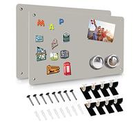 2Pack Magnetic Board,17.5" x 11.4" Magnet Bulletin Board to Display Magnetic Notes, Poetry, Photos, Suitable for Wall, Refrigerator, Cabinet etc, Come with 8 Pcs Dual Lock Tape and Screws (Gray)