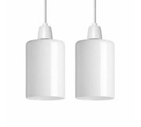 2Pack Marble Glass Lamp Shade 15cm x 9cm Cylinder, Frosted White Glass Light Shade, E27 Easy Fit Pendant Ceiling Lamp Shade Replacement for Table, Wall & Ceiling Lighting (2Pack)