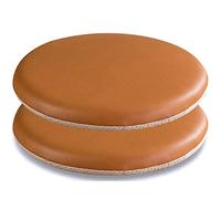 2Pack Memory Foam Round Seat Cushions Washable & Removable Leather Pads NonSlip Comfortable Chair Pads for Garden & Office (Size: 53cm Color: Brown)
