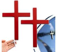 2PACK Metal Cross for Car,Metal Jesus Christ Cross Badge Stickers,3D Three-Dimensional Christ Emblem Badge Decal, Multi-Function Self Adhesive Scratch Covering Jesus for Auto Trunk Tailgate Side