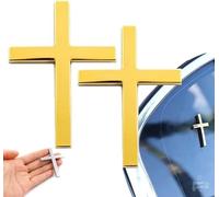 2PACK Metal Cross for Car,Metal Jesus Christ Cross Badge Stickers,3D Three-Dimensional Christ Emblem Badge Decal, Multi-Function Self Adhesive Scratch Covering Jesus for Auto Trunk Tailgate Side