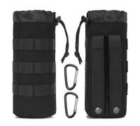 2Pack Molle Water Bottle Holder, 1000D Nylon Sports Molle Pouch with Mesh Bottom and Drawstring Top, Military Tactical Bottle Container Carrier for Outdoor Hiking Camping Training