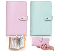 2Pack Money Saving Wallet, 100 Envelopes Saving Challenge for Family and Couples, Savings Challenge Book Organiser Cash Binder,Blue & Pink