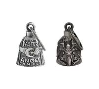 【2Pack】Motorcycle Bells for Biker Good Luck Guardian Riding Bells with Hanger Motorcycle Accessory or Keychain for Luck, Never Ride Faster Than Your Angel Can Fly+biker Angel, Medium