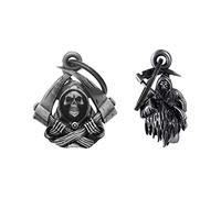 【2Pack】Motorcycle Bells for Biker Good Luck Guardian Riding Bells with Hanger Motorcycle Accessory or Keychain for Luck, Grim Reaper*2, Medium