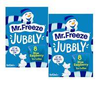 2Pack Mr. Freeze Jubbly Ice Lollies, Blue Raspberry, 8 x 62ml Total 16 Blue Raspberry Ice Lollies - Family Pack