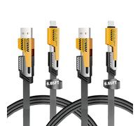 2Pack Multi USB Charger Cable, 4 in 1 Multiple Fast Charging Cable 6.56FT/2M with USB A/USB C to USB C/IP, Data Transfer, Compatible with Phone/Android/Pad/More