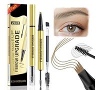2pack New Eyebrow Pencil With Eyebrow Gel, 2-In-1 Microblading Eyebrow Pen With Gel With 4 Tip & Eyebrow Brush, Creates Natural Looking Brows Effortlessly (Light Brown)