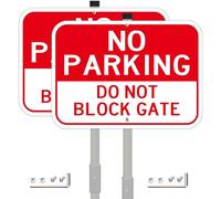 2Pack No Parking Do Not Block Gate Sign with 36-Inch Alloy Stakes, 14x10 Inches Reflective Aluminum Fade Resistant, Including Screws