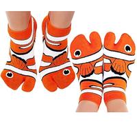 2Pack Novel Orange Clownfish Socks, Unisex. A Fun Gift for Kids and Adults on Christmas and Halloween.