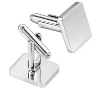 2Pack of Silver Cufflinks Rectangle Sleeves Buttons Men Classic Rectangle Stainless Steel Cuff Links Gift for Groom Father Boss Boyfriend Husband Wedding Business Graduation Valentine's Day Cufflinks