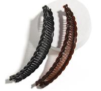 2Pack One Black And One Brown Large Banana Clips Fish Clips Long Hair Clips Comb Grip,Thick Curly Long Hair Clips,Clips and Barrettes Hair Accessories with Fish Grip Slide Claws for Women
