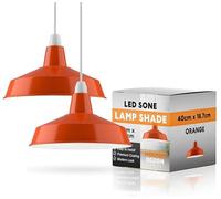 2Pack Orange Ceiling Light Shade with White Inner, 40cm Pluto Metal Lampshades for Ceiling Lights, Modern Easy Fit Pendant Lamp Shades for Table Lamps, Living Room, Bedroom, Kitchen,Home Décor, Office