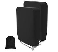 2Pack Outdoor Foldable Reclining Chair Cover Foldable Garden Chair Cover Waterproof Windproof Heavy Duty Rip Proof 190T Oxford Fabric Folding Lounger Cover with Storage Bag Black, 36.6"x32.2"
