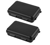 2Pack Outdoor Plastic Waterproof Shockproof Box Airtight Survival Case Container Storage Carry Box Outdoor Survival Set Box(Black)