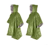 2Pack Outdoor Thermal Rain Coat with Insulating Aluminum Coating Designed for Extreme Cold Survival Blanket Use in Hiking Camping (Orange (Green (130 * 100cm))