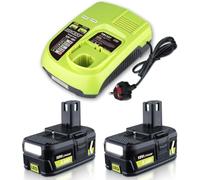 2Pack P108 5.5Ah Lithium-ion Replacement for Ryobi Battery 18V and Charger P117 Compatible with Ryobi Battery 18V P108 P107 P104 P105 P102 P103