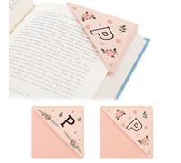 2Pack Personalized Square Leather Corner Bookmark with A-Z Initial