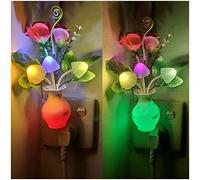 2Pack Plug in LED Night Light w/Auto Dusk to Dawn Sensor,AUSAYE 0.5W Energy Saving Lamp Dream Nightlight Rose Flower Mushroom Night Lights for Kids Adults Bedroom,Bathroom,Living Room,Kitchen,Hallway