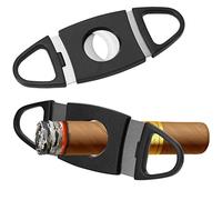 2Pack Portable Cigar Cutter, Stainless Steel Pocket Cigar Tool, Double Guillotine Blades Scissors, Cigar Clippers Cigar Accessories with Plastic Handle Suitable for Most Size of Cigars, Black