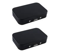 2Pack Portable Dental Floss Case with Mirror, Small Floss Pick Holder Reusable Floss Pick Box Floss Dispenser for Travel Purse Accessories(Black)