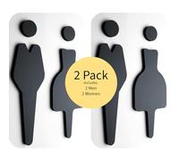 2pack Premium Modern Toilet Sign, Texture Stone Acrylic - Modern, Self-Adhesive, Waterproof, Bathroom - Restroom Decor, Male Female Symbols Door - Wall Mount by NOIR.DESIGN® (Black, 12X 8.7cm)