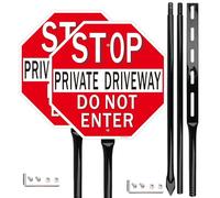 2Pack Private Driveway Stop Sign with 54" Heavy Metal Stake, 12x12 Inches Do Not Enter Sign, Reflective Aluminum, Fade-Free Aluminum