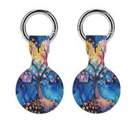 2Pack Protective Case for AirTag,Attentive on The Treeprinted Silicone Case Cover for Apple Airtag with Keychain for Key,Bag,Pet Collar