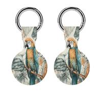 2Pack Protective Case for AirTag,Birds in The Jungleprinted Silicone Case Cover for Apple Airtag with Keychain for Key,Bag,Pet Collar