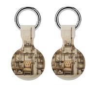 2Pack Protective Case for AirTag,Sketch of The Shelfprinted Silicone Case Cover for Apple Airtag with Keychain for Key,Bag,Pet Collar