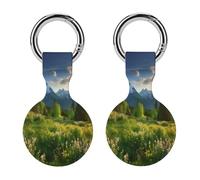 2Pack Protective Case for AirTag,Springtime in The Mountainsprinted Silicone Case Cover for Apple Airtag with Keychain for Key,Bag,Pet Collar