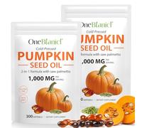 2Pack Pumpkin Seed Oil Capsules,600 Softgel Pumpkin Seed Extract | 2 in 1 Pumpkin Seed Oil with for Hair Growth, Cold Pressed, Supports Hair, Heart, Skin Supplement | Non-GMO | Gluten Free