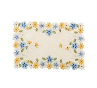 2pack Rectangular lace Doilies,yellow blue Floral Cutwork Embroidered Placemats Vase Pads for Wedding Birthday Dinner Party Decor (Rectangular)