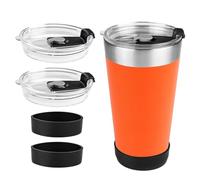 2Pack Replacement Lids and Silicone Boot Compatible with Stanley 16oz Adventure Beer Pint Glass（Bottom Model 20-01368）, Insulated Lid and Anti-Impact Bottom Sleeve for Stacking Metal Drinking Tumbler