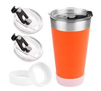2Pack Replacement Lids and Silicone Boot Compatible with Stanley 16oz Adventure Beer Pint Glass, Leak-Proof & Insulated Lid for Stacking Metal Drinking Tumbler (White-2Lid+2Boot)