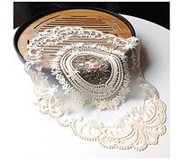 2PACK Retro French Style Lace Placemats Fashionable Embroidered Cup Mat vase mat 12”x16”,Beige (Beige)