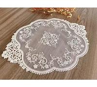 2Pack Retro Lace Placemats, French Crochet Doilies, Handmade Embroidered Table Mats, 12x16-in White Place Mats Cup Mat Placemats, French Crochet Doilies