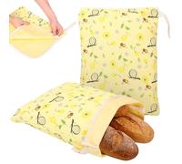 2Pack Reusable Beeswax Bread Bags for Freezer & Refrigerator 13x17inch Natural Organic Beeswax Sourdough Bread Storage Bags with Zipper Freshness Keeper for Homemade Bakery Essentials