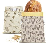 2Pack Reusable Beeswax Bread Bags for Sourdough,Organic Cotton Bread Keeper | 17x13 Inch Reusable Linen Cotton Bread Pouch for Home Bakers, Natural Keep Fresh Storage Bag for Crusty Loaf & Bakery