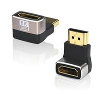 2Pack Right Angle HDMI Adapter 8K, HDMI Connector 90 and 270 degree, 8K@60Hz / 4K@240Hz HDMI 2.1 Male to Female Extender Connector Gold Plated Ultra High-Speed Compatible with TV Laptop Monitor