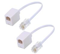 2Pack RJ11 to RJ45 Adapter, Phone to Ethernet, White | 8P8C Male Converter, RJ11 to USB Adapter, For Telephone Fax Machines, Universal Connector