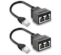 2Pack RJ45 Ethernet Splitter Cable Network Adapter 1 Male to 2 Female, Suitable Super Cat5, Cat5e, Cat6, Cat7 Connector LAN Ethernet Cables Internet Adapter, Black